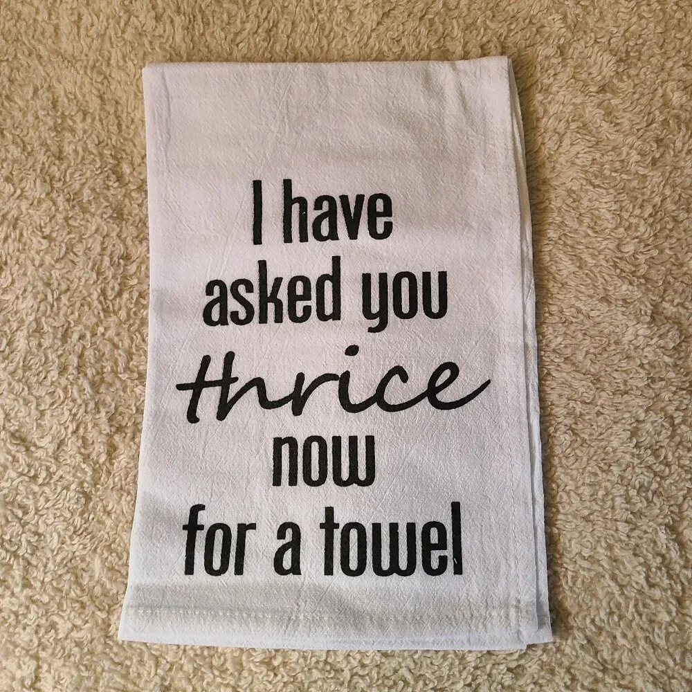 Set of Four White/Black Schitt's Creek Hand Towels